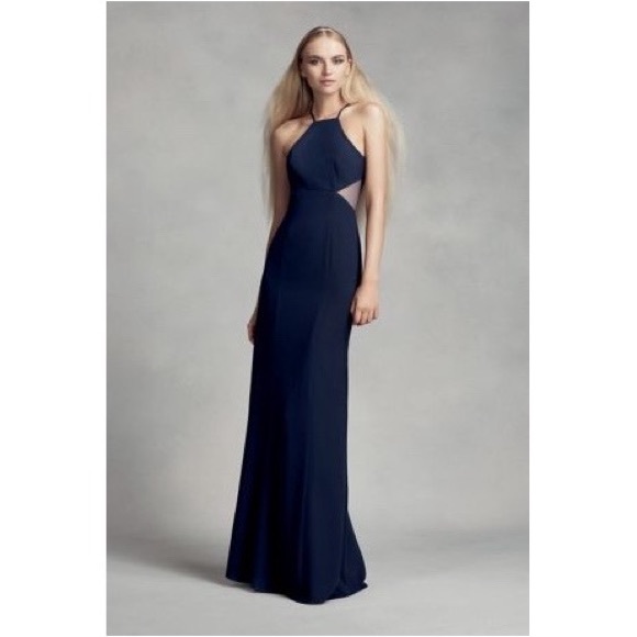 Vera Wang Dresses & Skirts - Vera Wang long navy bridesmaid dress with cutouts